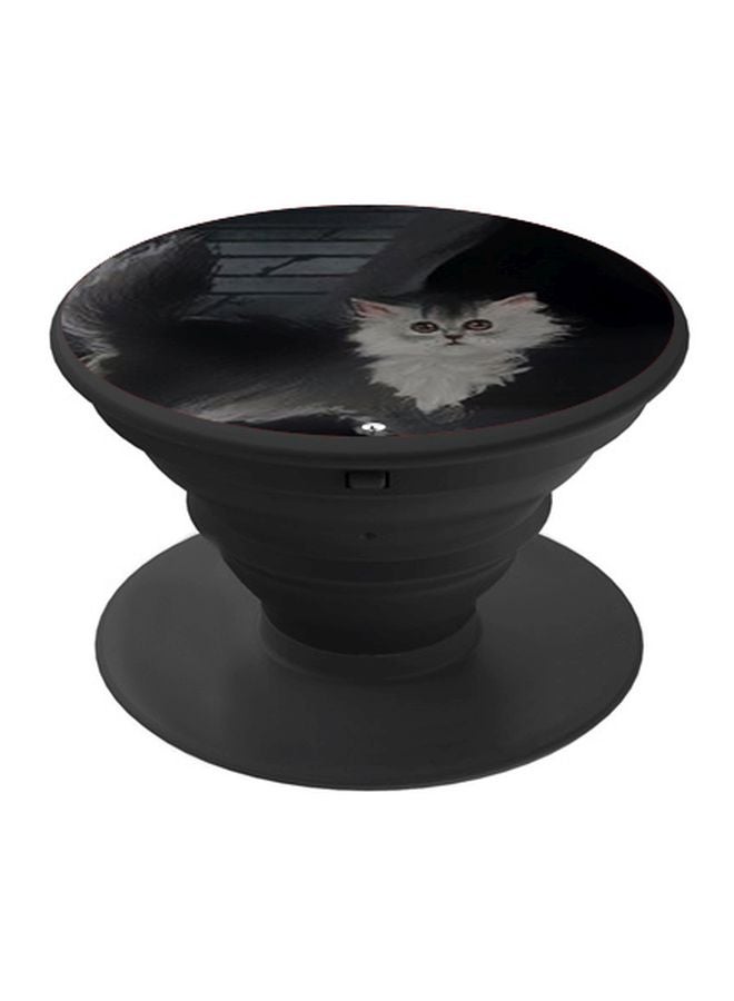 BP Cat Printed Pop Socket Phone Holder Black/White/Grey - Image 1