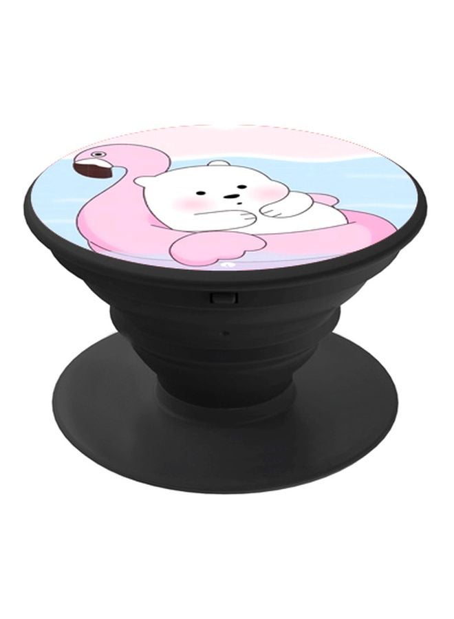 BP Bear Printed Pop Socket Phone Holder Pink/White/Black - Image 1