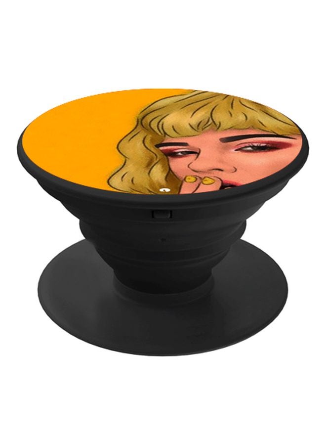 BP Girl Printed Pop Socket Phone Holder Yellow/Beige/Black - Image 1