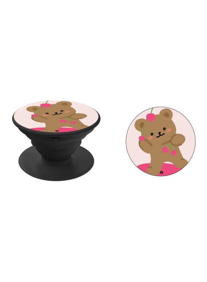 BP Teddy Bear Printed Pop Socket Phone Holder Brown/Pink - Image 2