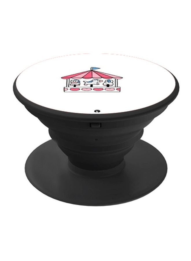 بي بي حامل هاتف على شكل مقبض أصابع منبثق بطبعة رسومات كرتونية أبيض/ وردي - Image 1