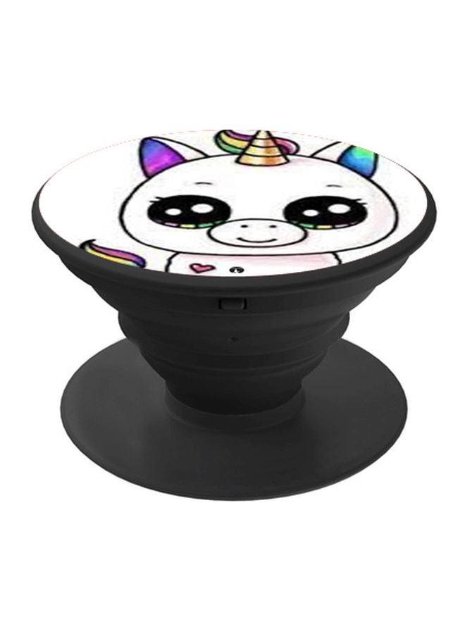 BP Unicorn Cartoon Printed Pop Socket Phone Holder Black/White/Pink - Image 1