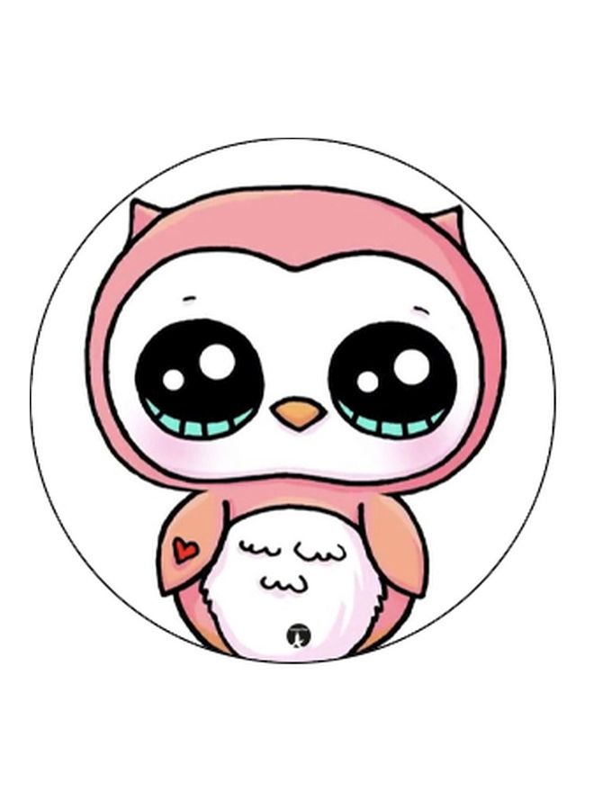 BP Owl Cartoon Printed Pop Socket Phone Holder Black/White/Pink - Image 2