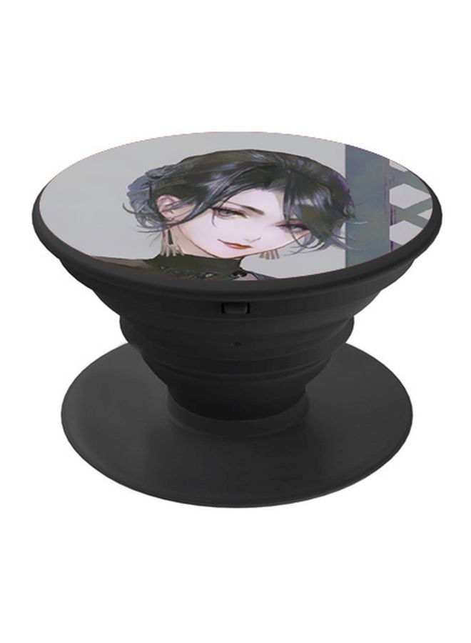 BP Anime Girl Printed Pop Socket Phone Holder Grey/Beige/Black - Image 1