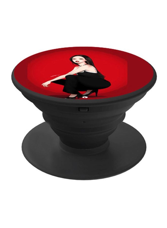 BP Girl Printed Pop Socket Phone Holder Red/Beige/Black - Image 1