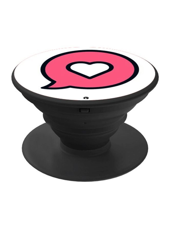 BP Heart Printed Pop Socket Phone Holder White/Pink/Black - Image 1