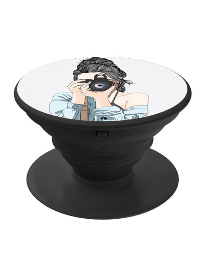 BP Girl With A Camera Printed Pop Socket Phone Holder Beige/Blue/Grey - Image 1