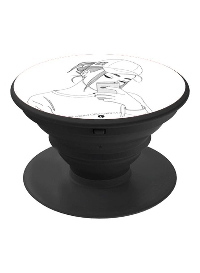 BP Girl With A Phone Printed Pop Socket Holder White/Black - Image 1