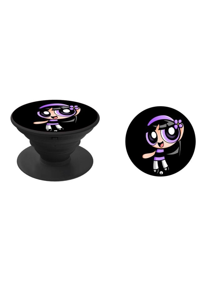 BP Printed Pop Socket Phone Holder Black/Purple/Beige - Image 2