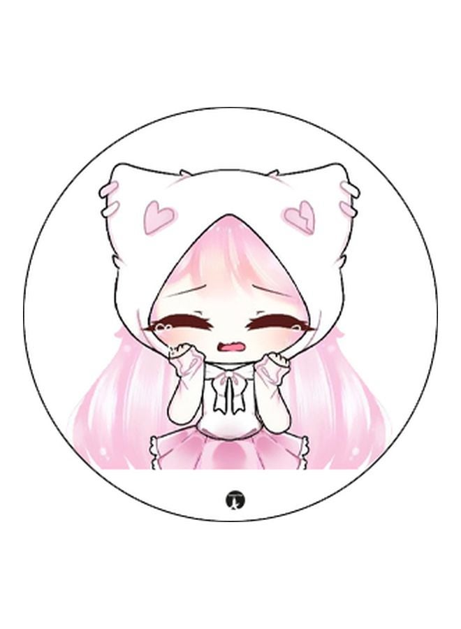 BP Cartoon Girl Printed Pop Socket Phone Holder White/Pink/Black - Image 2