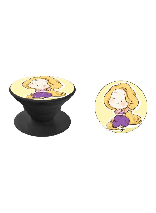 BP Cartoon Girl Printed Pop Socket Phone Holder Yellow/Purple/Black - Image 2