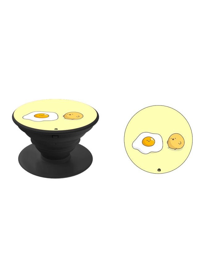 BP Cartoon Egg Printed Pop Socket Phone Holder Yellow/Black/White - Image 2