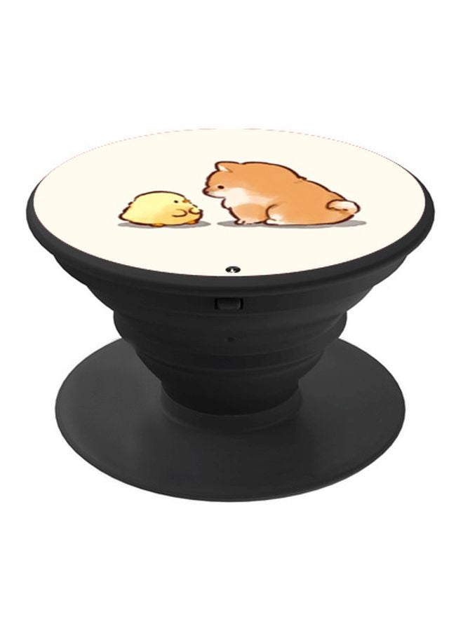 بي بي حامل هاتف بوب سوكيت بطبعة رسم كرتوني لحيوان بيج/ أسود/ أصفر - Image 1