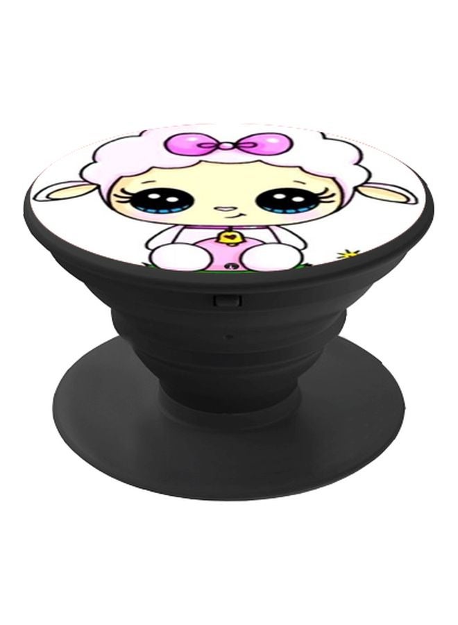 BP Cartoon Printed Pop Socket Phone Holder Black/White/Pink - Image 1
