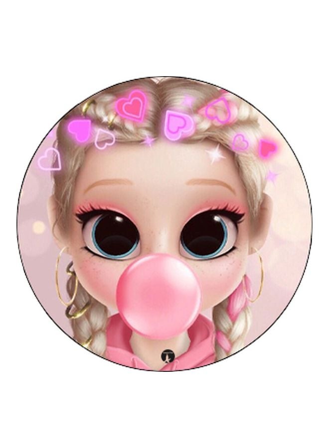 BP Cartoon Girl Printed Pop Socket Phone Holder Black/Pink/Beige - Image 2