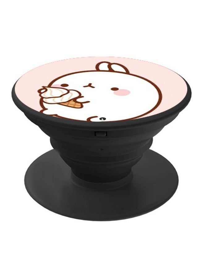 BP Cartoon Printed Pop Socket Phone Holder Black/White/Pink - Image 1