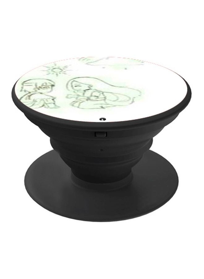 بي بي حامل هاتف على شكل مقبض أصابع منبثق بطبعة رسومات كرتونية أبيض/أخضر - Image 1