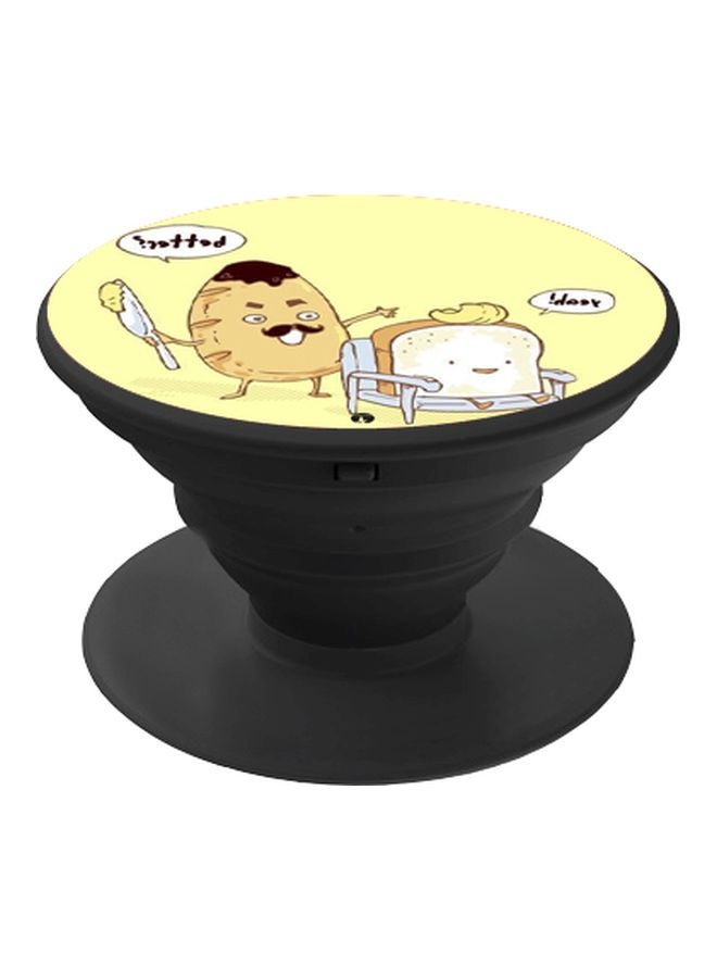 BP Cartoon Printed Pop Socket Phone Holder Yellow/Brown/Black - Image 1