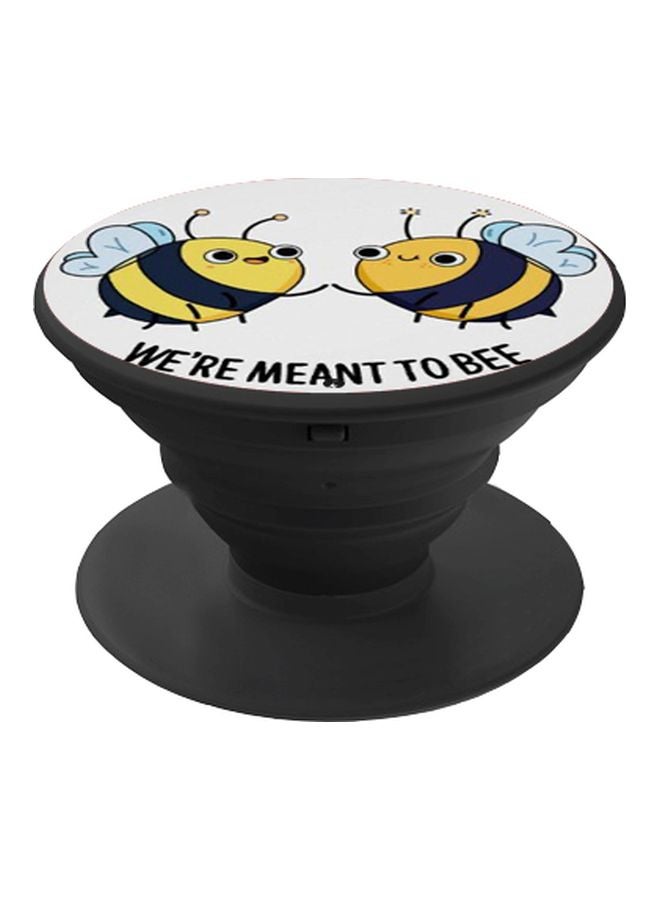 BP We Are Meant To Bee Printed Pop Socket Phone Holder White/Yellow/Black - Image 1