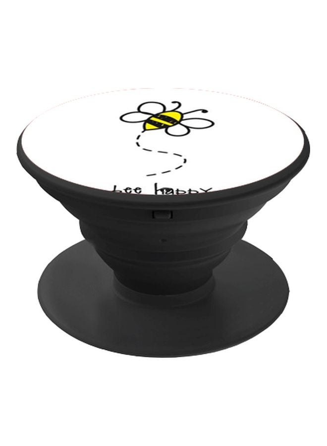 بي بي حامل هاتف بوب سوكيت بطبعة عبارة "Bee Happy" أبيض/أصفر/أسود - Image 1