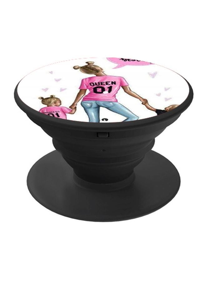 BP Family Printed Pop Socket Phone Holder White/Pink/Black - Image 1