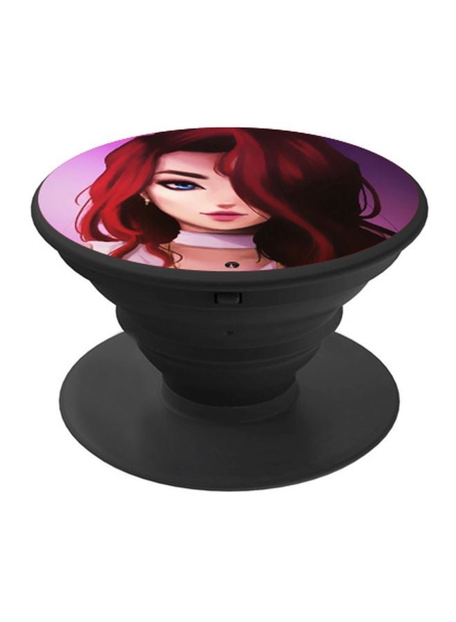 BP Cartoon Girl Printed Pop Socket Phone Holder Brown/Beige/Black - Image 1