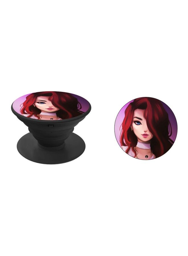 BP Cartoon Girl Printed Pop Socket Phone Holder Brown/Beige/Black - Image 2