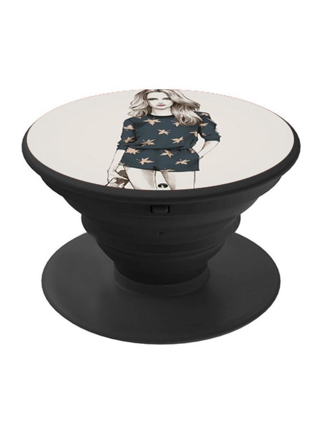 بي بي حامل هاتف بوب سوكيت بطبعة فتاة كرتونية بيج/رمادي/أسود - Image 1