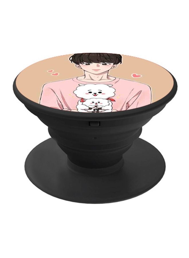 BP Jin With RJ Printed Pop Socket Phone Holder Pink/Beige/Black - Image 1