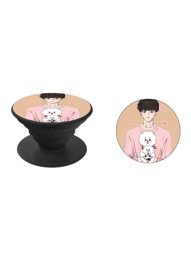 BP Jin With RJ Printed Pop Socket Phone Holder Pink/Beige/Black - Image 2
