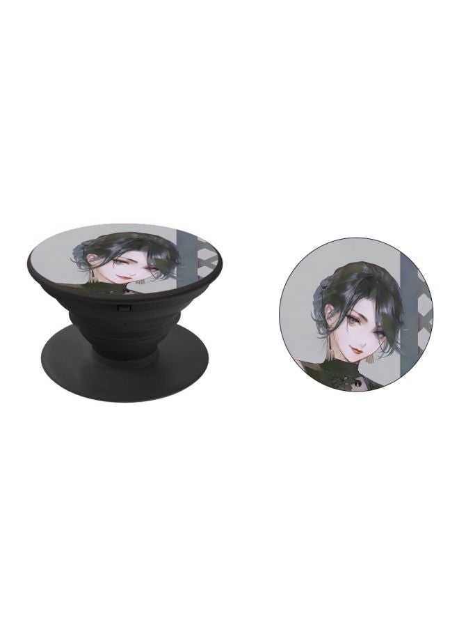 BP Anime Girl Printed Pop Socket Phone Holder Grey/Beige/Black - Image 2