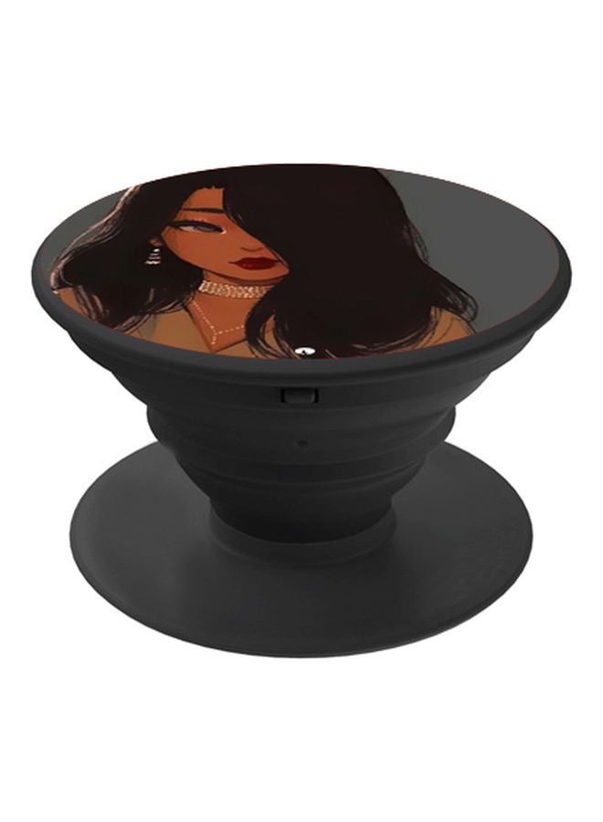 BP Anime Girl Printed Pop Socket Phone Holder Beige/Grey/Black - Image 1