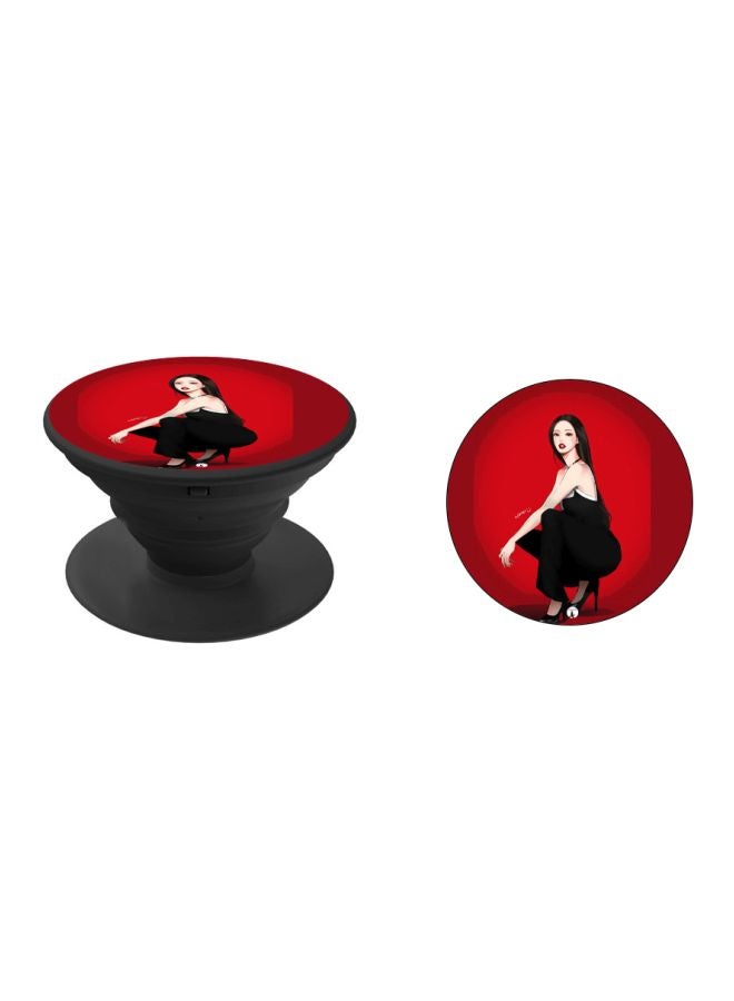 BP Girl Printed Pop Socket Phone Holder Red/Beige/Black - Image 2