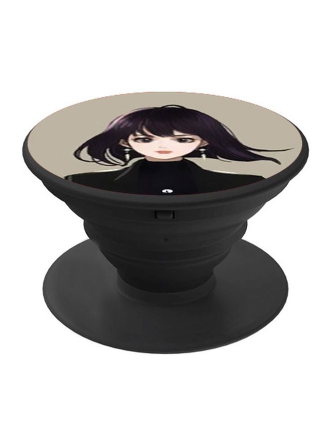 بي بي حامل هاتف بوب سوكيت بطبعة رسوم متحركة على شكل فتاة رمادي/بيج/أسود - Image 1