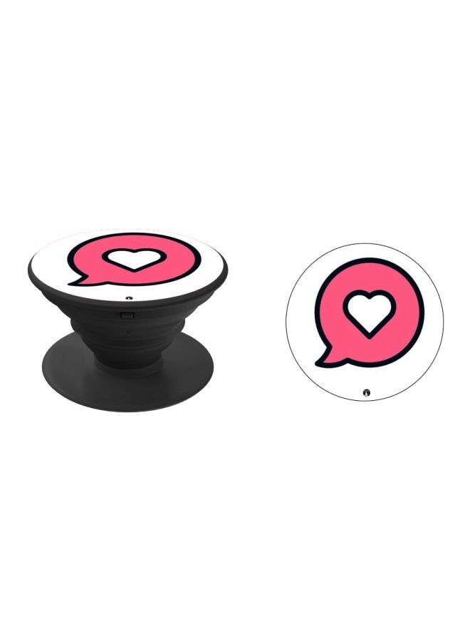 BP Heart Printed Pop Socket Phone Holder White/Pink/Black - Image 2