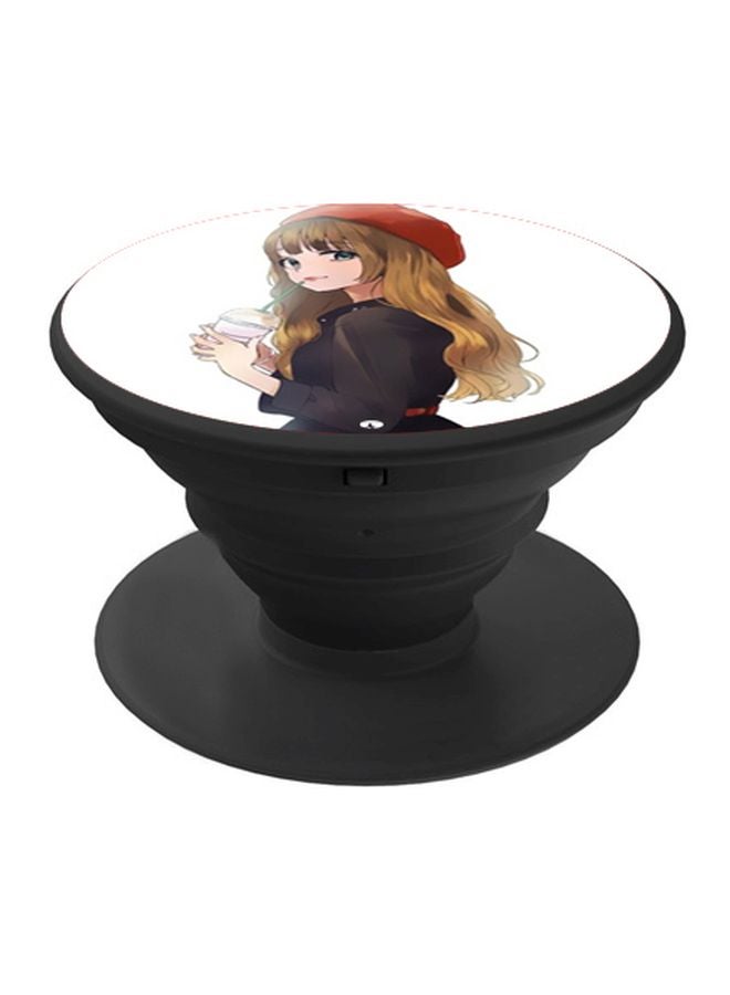 BP Girl Printed Pop Socket Phone Holder White/Beige/Black - Image 1