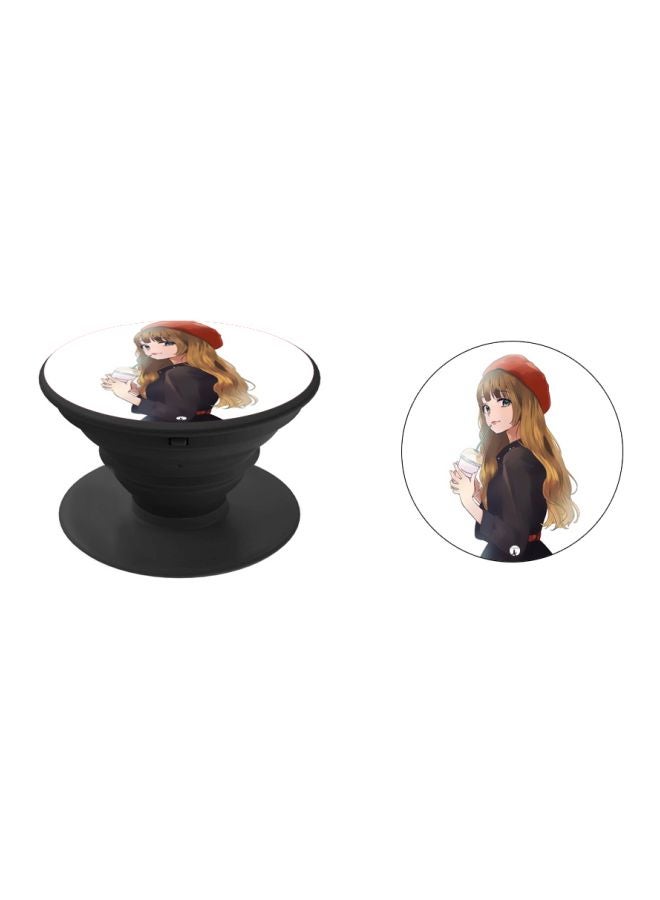 BP Girl Printed Pop Socket Phone Holder White/Beige/Black - Image 2