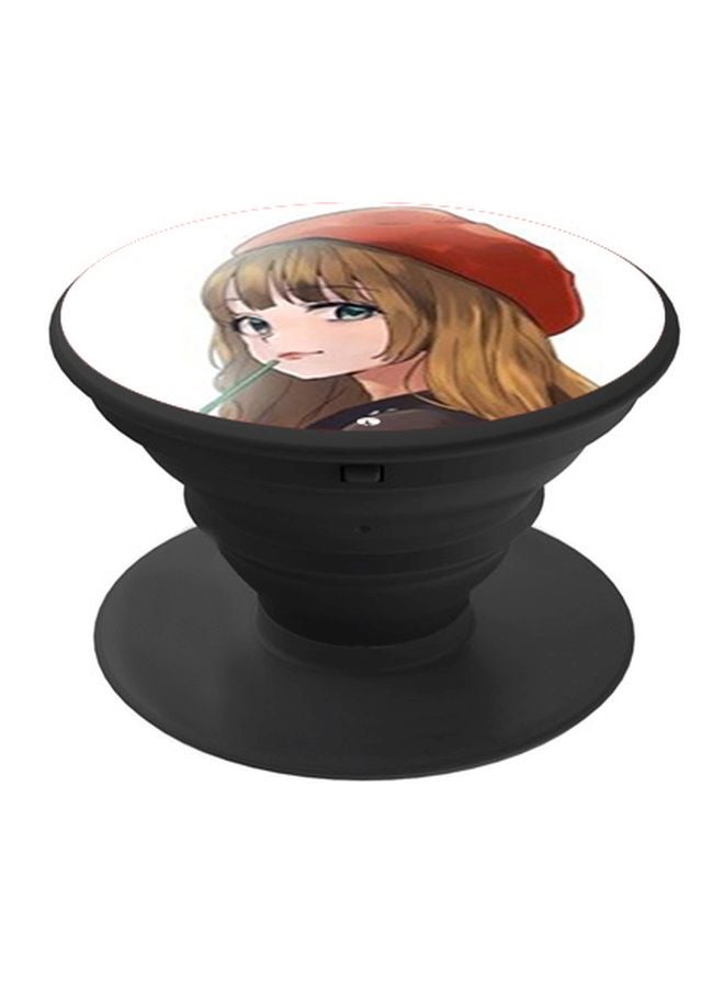 بي بي حامل هاتف بوب سوكيت بطبعة فتاة أبيض/ بيج/ أسود - Image 1