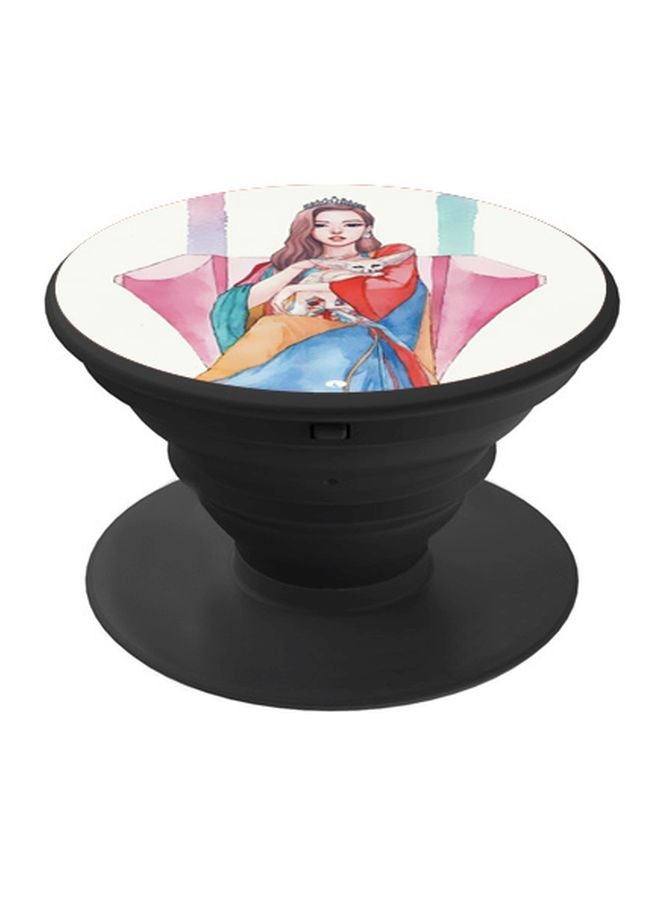 بي بي حامل هاتف بوب سوكيت بطبعة فتاة أبيض/وردي/أسود - Image 1