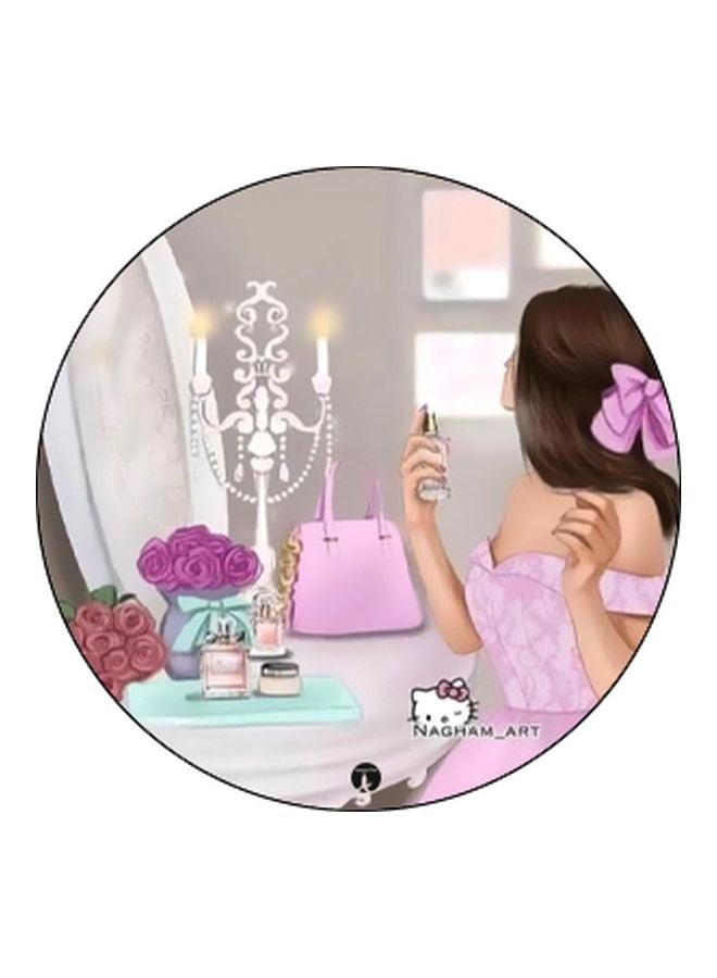 BP Cartoon Girl Printed Pop Socket Phone Holder Grey/Pink/White - Image 2