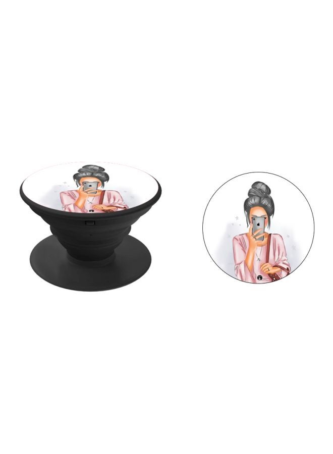BP Girl With A Phone Printed Pop Socket Holder Pink/Grey/Black - Image 2