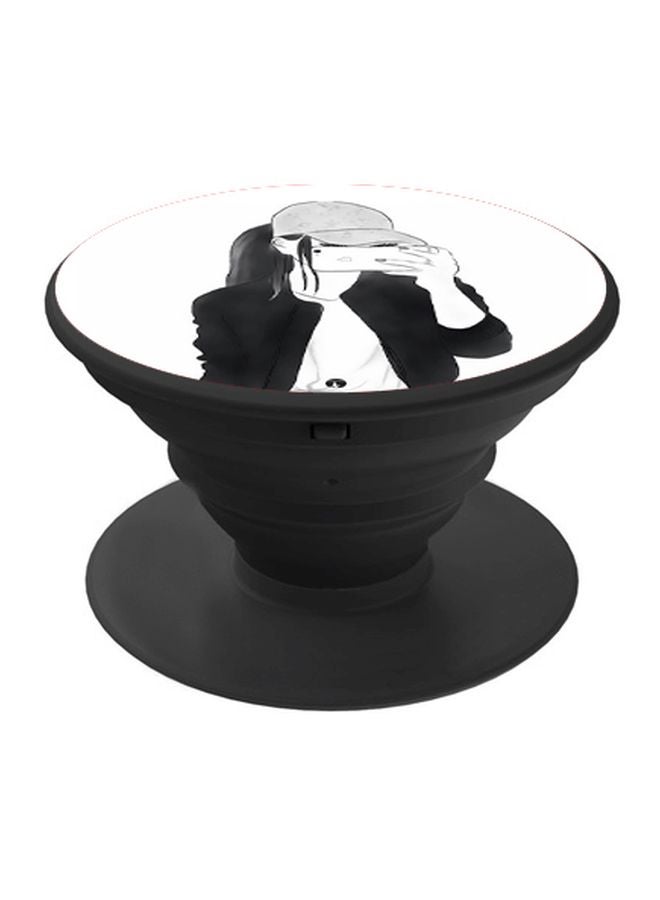 BP Girl With A Camera Printed Pop Socket Phone Holder Black/White/Grey - Image 1