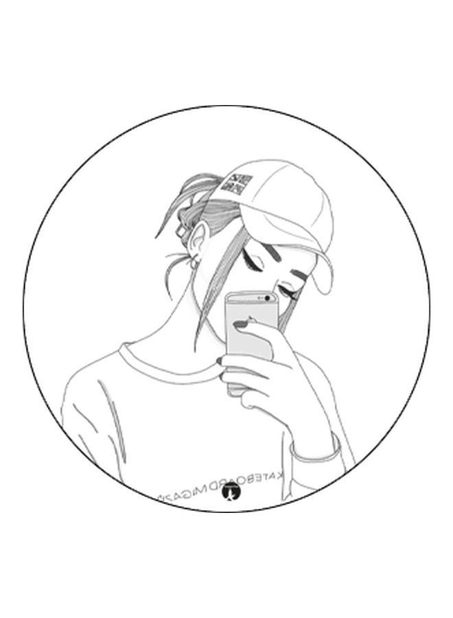 BP Girl With A Phone Printed Pop Socket Holder White/Black - Image 2