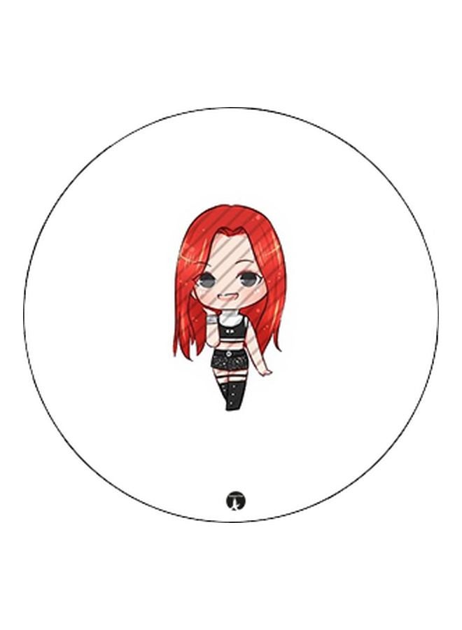 BP Cartoon Girl Printed Pop Socket Phone Holder White/Red/Black - Image 2
