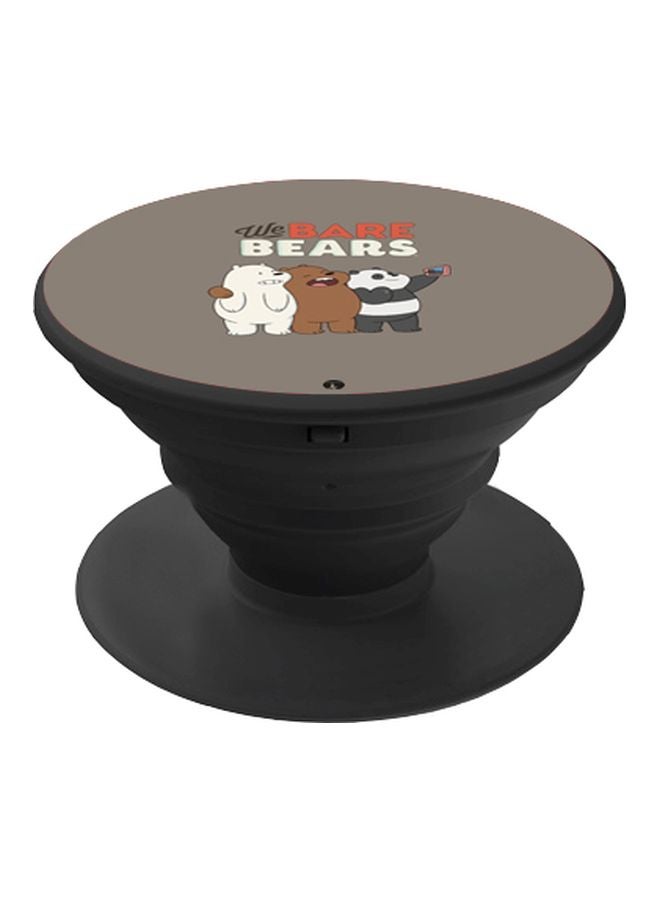 بي بي حامل هاتف على شكل مقبض أصابع منبثق بطبعة رسومات كرتونية بني/أبيض/أسود - Image 1