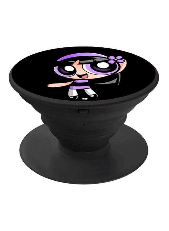 BP Printed Pop Socket Phone Holder Black/Purple/Beige - Image 1