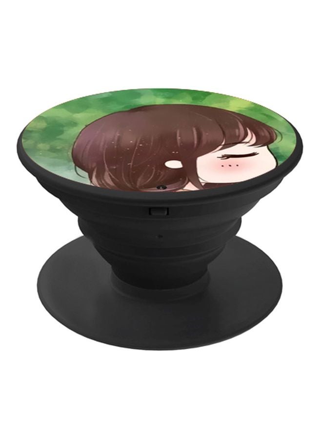 BP Cartoon Printed Pop Socket Holder Black/Green/Brown - Image 1