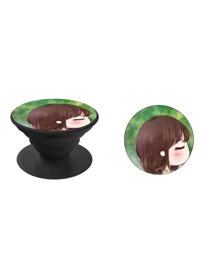 BP Cartoon Printed Pop Socket Holder Black/Green/Brown - Image 2