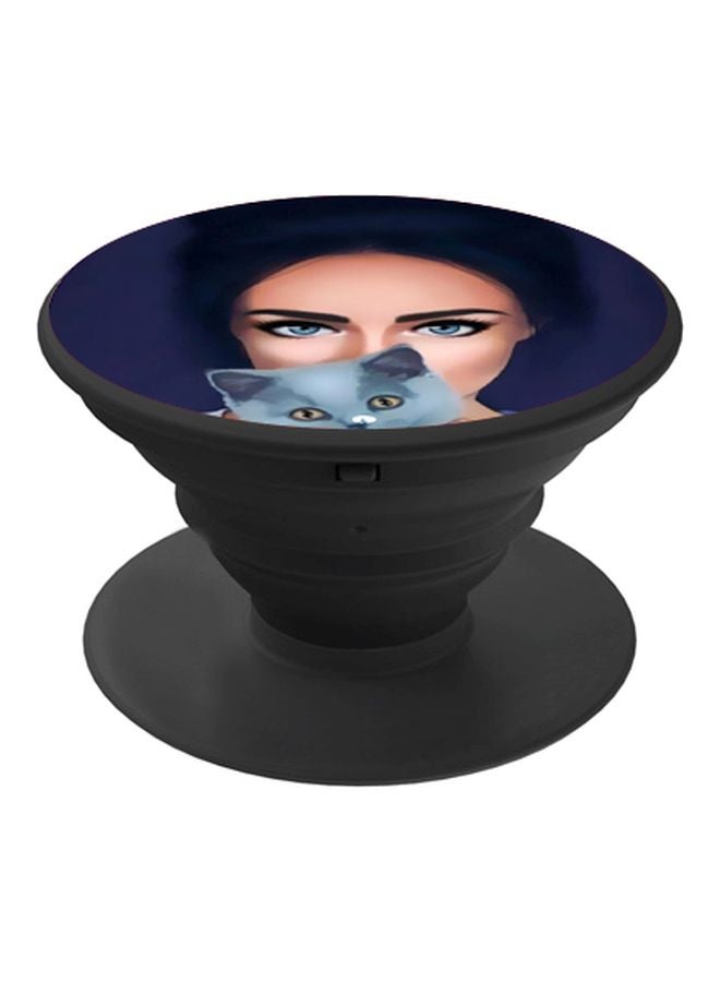 BP Girl Printed Pop Socket Phone Holder Blue/Beige/Black - Image 1