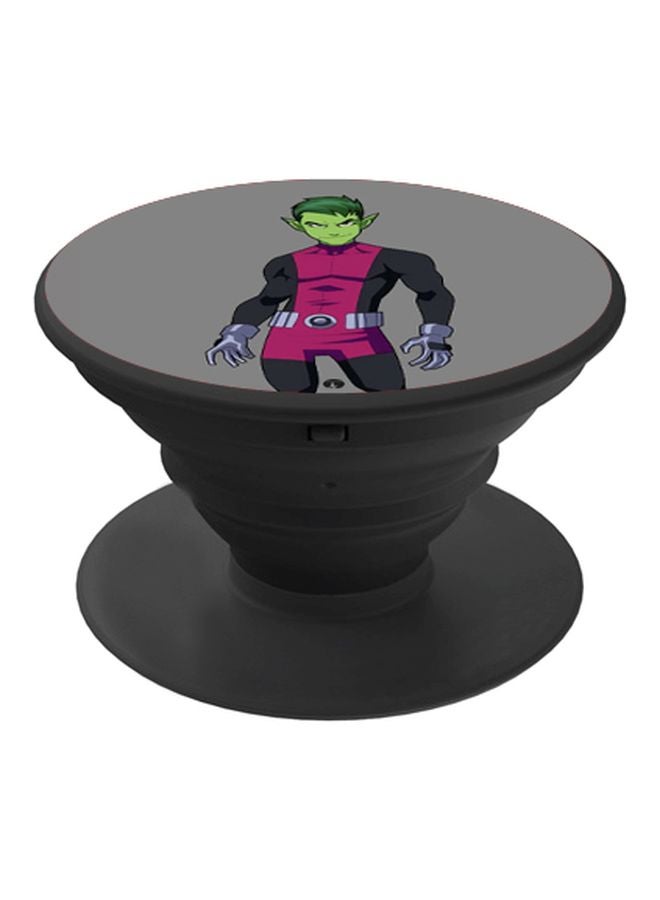 BP Cartoon Printed Pop Socket Phone Holder Grey/Pink/Black - Image 1